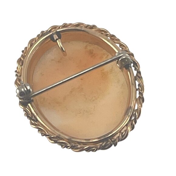 Vintage INC Gold Filled 1 1/8" Cameo Brooch With Braided Gold-Tone Frame - Picture 6 of 9